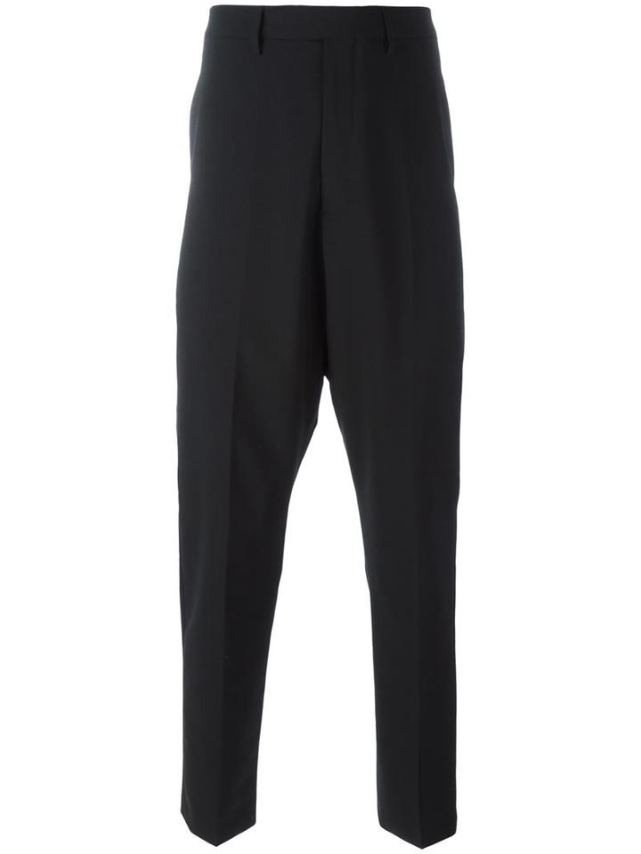 Rick Owens Drop-crotch Tailored Trousers, Men's, Size: 52, Black, Wool/spandex/elastane