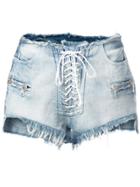 Unravel Project Washed Frayed Shorts - Blue