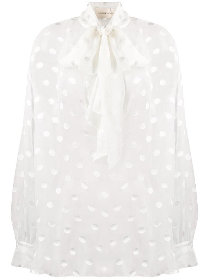 Alexandre Vauthier Pussy-bow Polka Dot Blouse - White