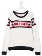 Tommy Hilfiger Junior Teen Logo Intarsia Sweater - White