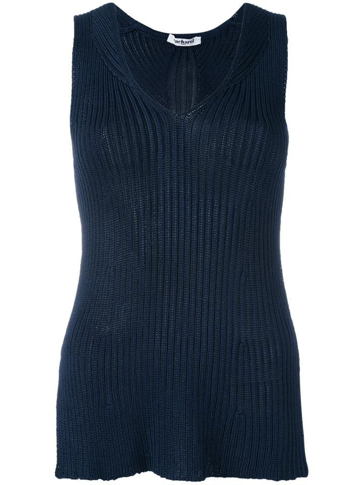 Cacharel Ribbed Knit Top, Women's, Size: Medium, Blue, Viscose/polyamide