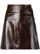 Arma Leather A-line Skirt - Red