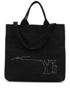Y's Logo Embroidered Shopping Bag - Black