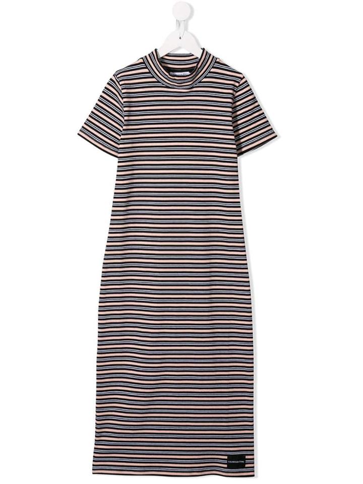 Calvin Klein Kids Teen Striped Dress - Black