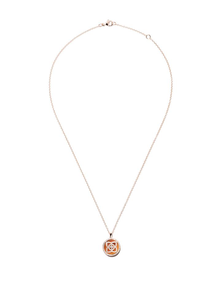 De Beers 18kt Rose Gold Enchanted Lotus Carnelian And Diamond Medal