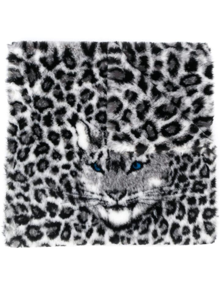 Alberta Ferretti Oversized Leopard Print Scarf - Black