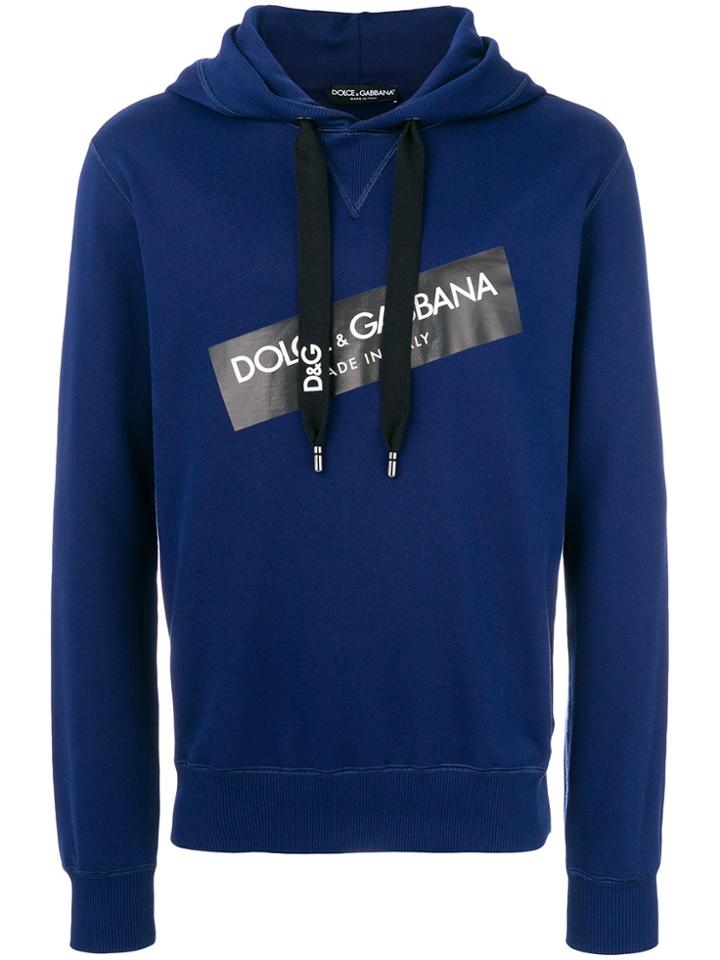 Dolce & Gabbana Logo Patch Hoodie - Blue