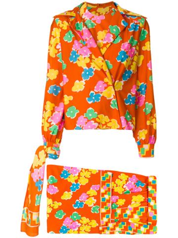 Oscar De La Renta Vintage Floral Print Ensemble - Multicolour
