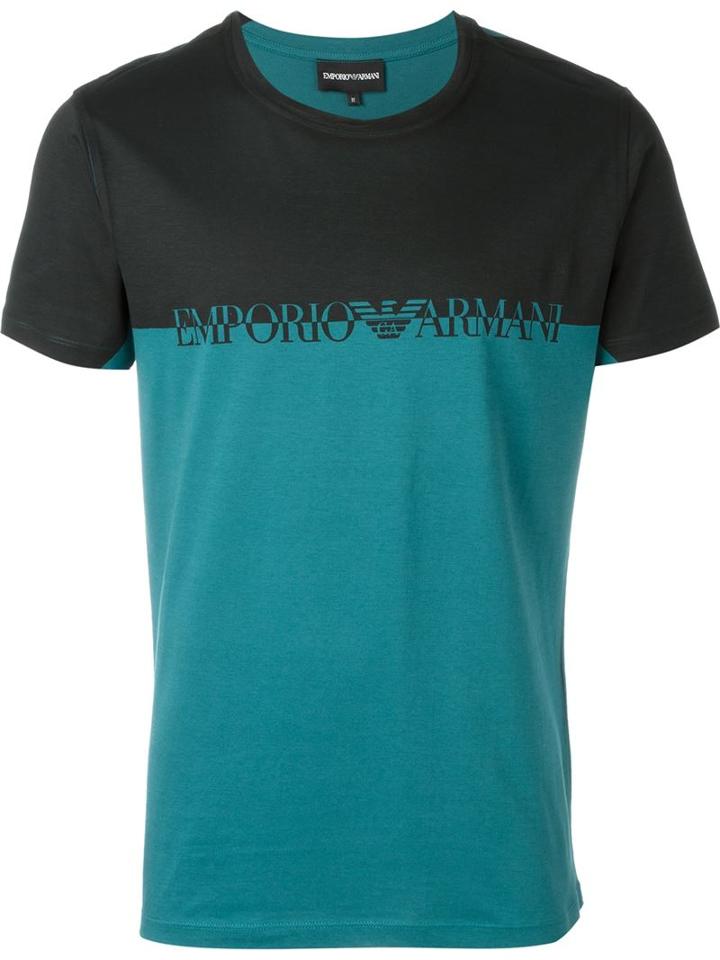 Emporio Armani Logo T-shirt, Men's, Size: L, Green, Cotton/spandex/elastane