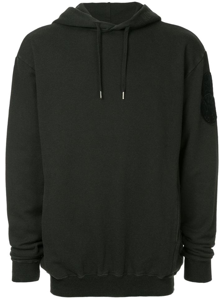 Roarguns Patch On Sleeves Plain Hoodie - Grey