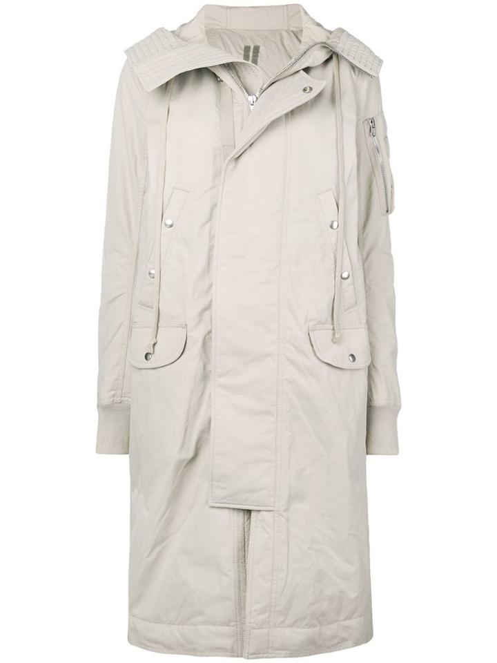 Rick Owens Drkshdw Long Parka Coat - Neutrals