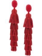 Oscar De La Renta Multi Tiered Tassel Earrings