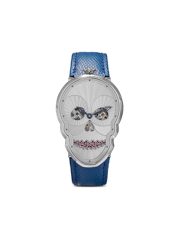 Fiona Kruger Petit Skull Diamond Seel Watch - Blue/white/silver