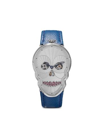 Fiona Kruger Petit Skull Diamond Seel Watch - Blue/white/silver
