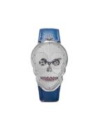 Fiona Kruger Petit Skull Diamond Seel Watch - Blue/white/silver