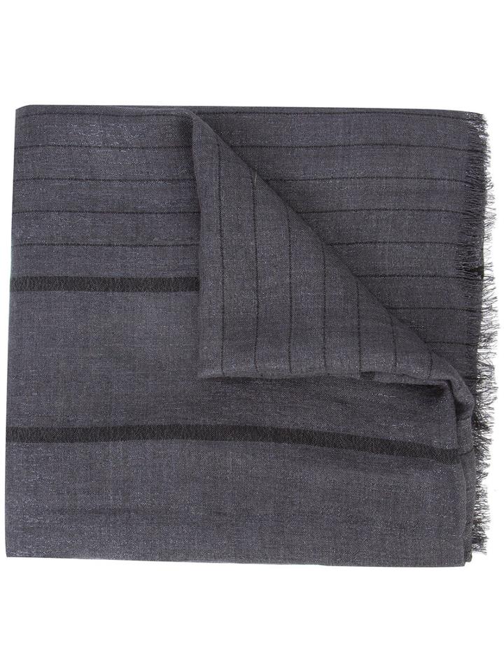 Brunello Cucinelli Striped Scarf, Women's, Grey, Cashmere/silk/polyamide