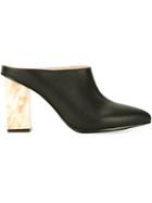 G.v.g.v. Marbled Heel Mules, Women's, Size: 23.5, Black, Acrylonitrile Butadiene Styrene Abs/calf Leather