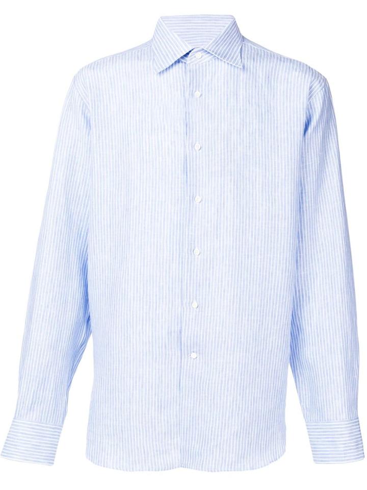 Canali Striped Print Shirt - Blue