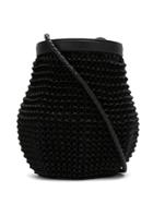 Framed Leather Bucket Bag - Black