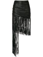 Magda Butrym Asymmetric Fringed Skirt - Black