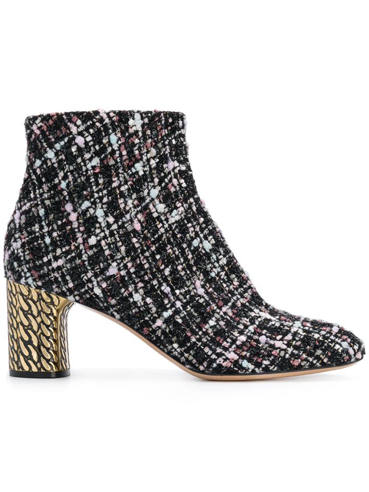 Casadei Tweed Ankle Boots - Black