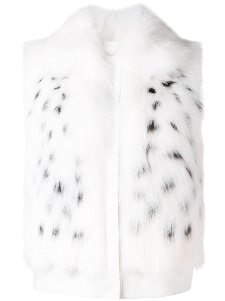 Liska Fur Trimmed Gilet - White