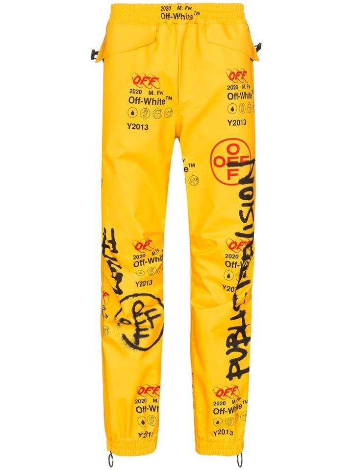 Off-white Logo Print Gore-tex Track Pants - Yellow