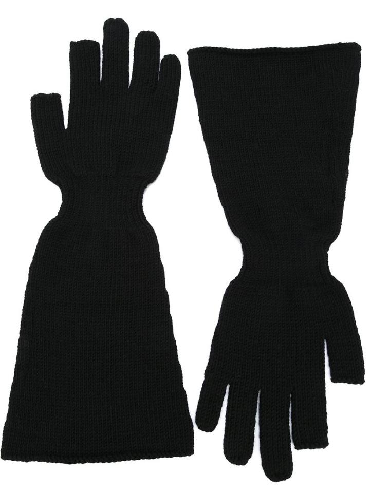 Rick Owens Wide Arm Gloves, Men's, Black, Virgin Wool