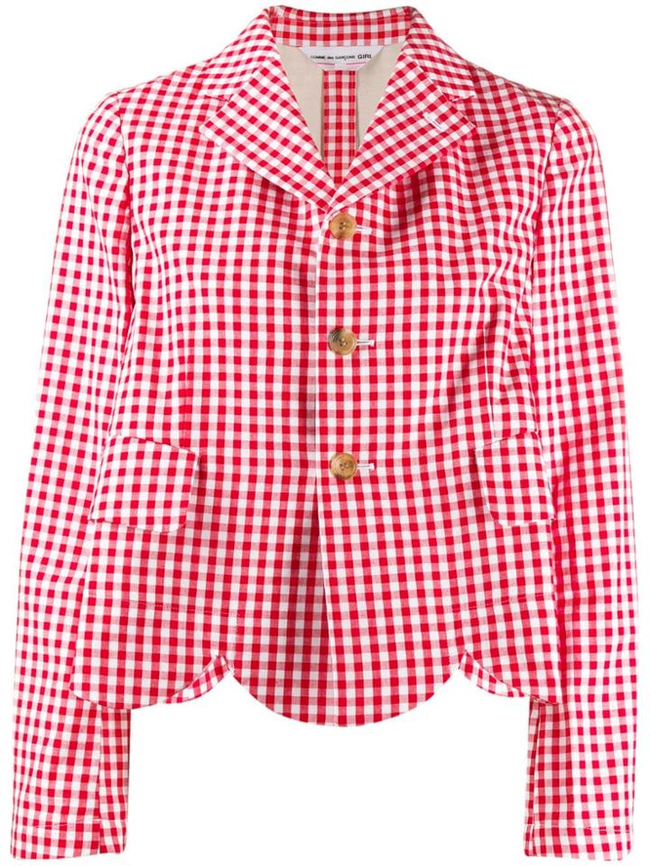 Comme Des Garçons Girl Gingham Scalloped Blazer - Red