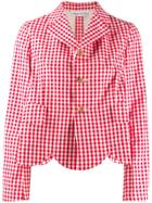 Comme Des Garçons Girl Gingham Scalloped Blazer - Red