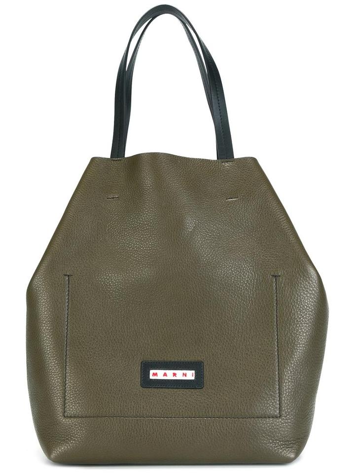 Marni Hexagonal Tote, Women's, Green, Calf Leather