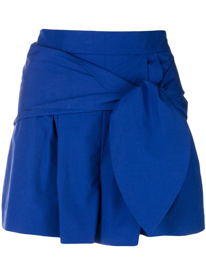 Genny High-waisted Belted Shorts - Blue