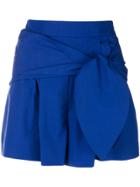 Genny High-waisted Belted Shorts - Blue