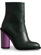 Burberry Two-tone Leather High Block-heel Boots - Green
