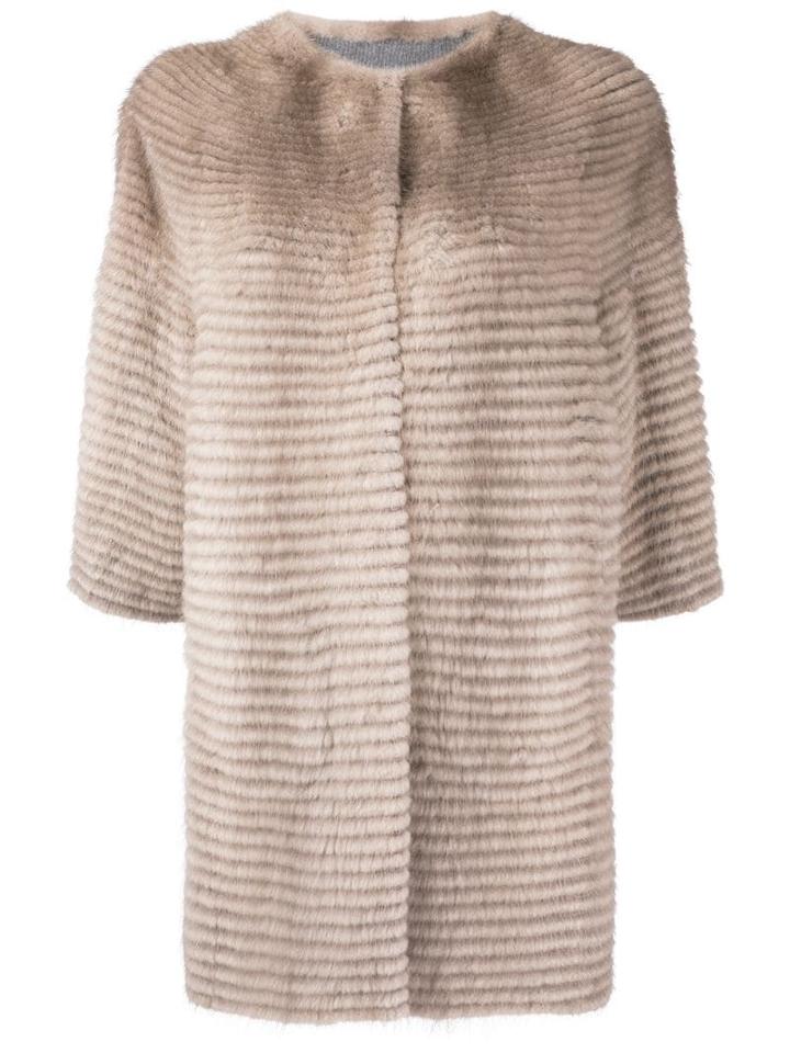 Liska Reversible Fur Coat - Neutrals