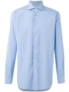 Barba Striped Button-up Shirt, Men's, Size: 43, Blue, Cotton