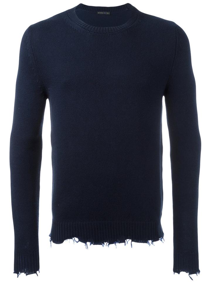 Etro - Frayed Edge Sweatshirt - Men - Cotton - M, Blue, Cotton