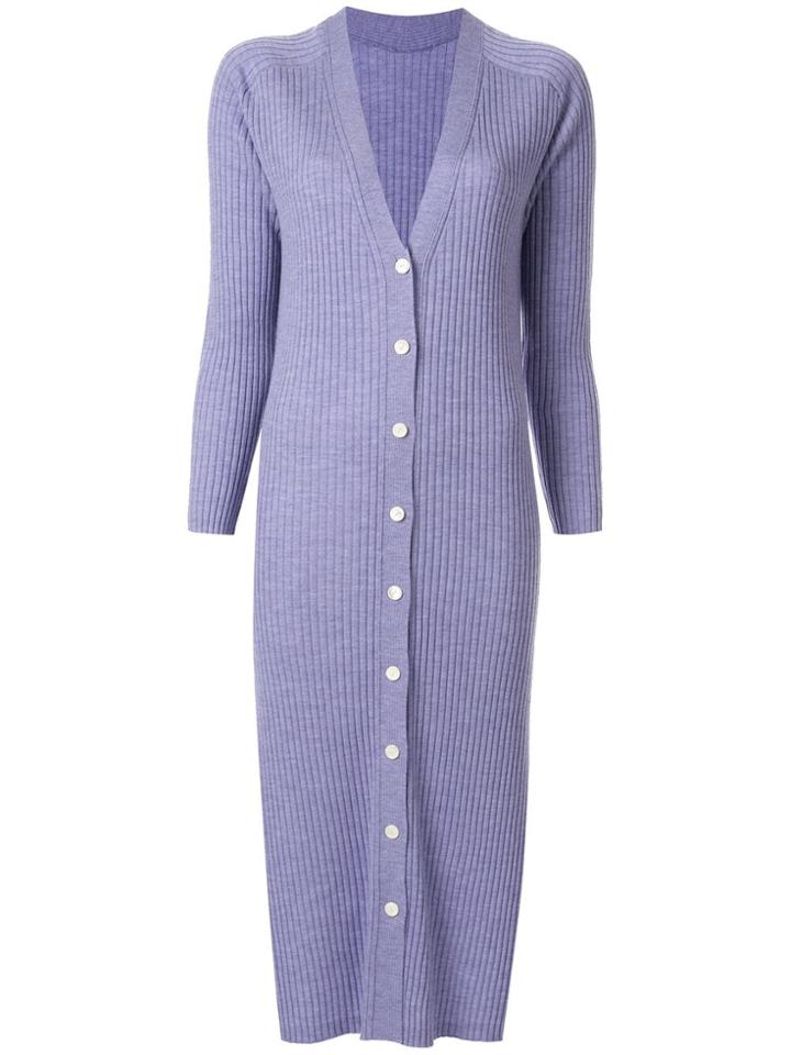 Tomorrowland Long Ribbed-knit Cardigan - Purple