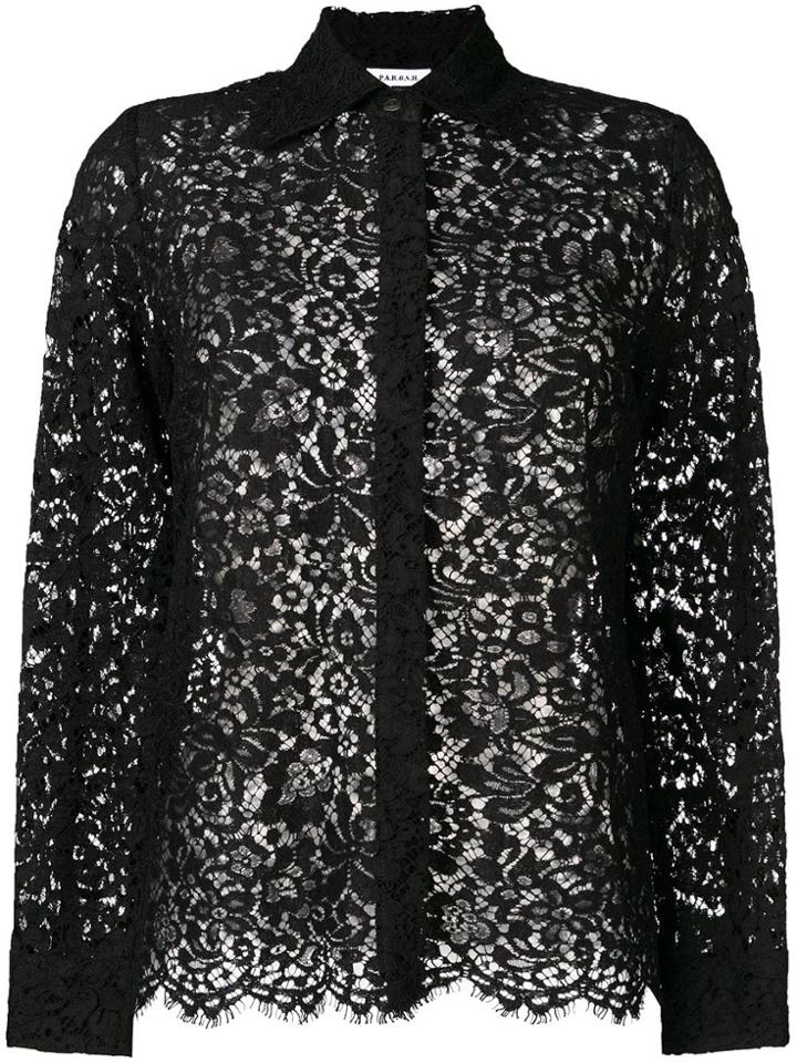 P.a.r.o.s.h. Floral Lace Shirt - Black