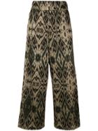 White Sand Patterned Wide Leg Trousers - Black