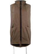 Isabel Benenato Zipped Sleeveless Coat, Men's, Size: 48, Green, Cotton/leather