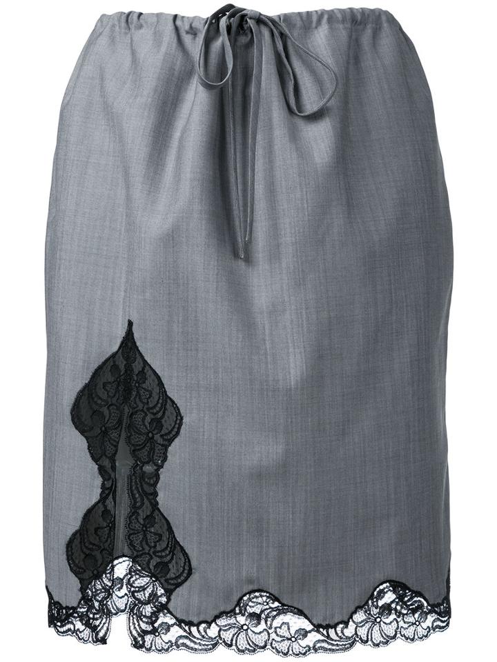 Alexander Wang - Lace Trim Skirt - Women - Mohair/wool - S, Grey, Mohair/wool