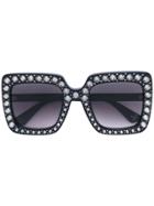 Gucci Eyewear Oversize Square-frame Sunglasses With Crystals - Black