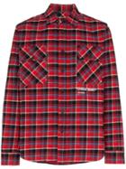 Off-white Check Shirt Printed Check Cotton Flannel Shirt - Red