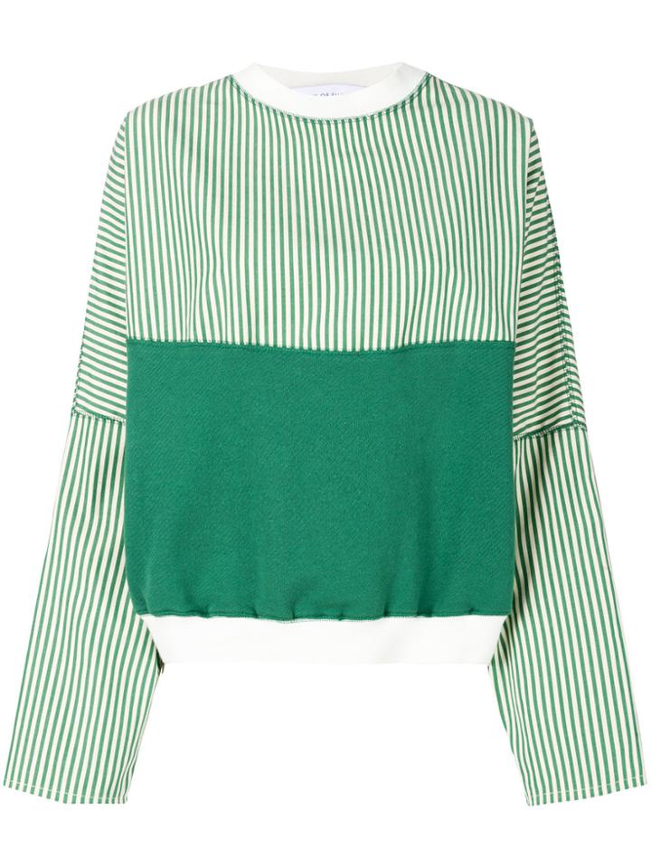 Walk Of Shame Colourblock Striped Sweatshirt - Green