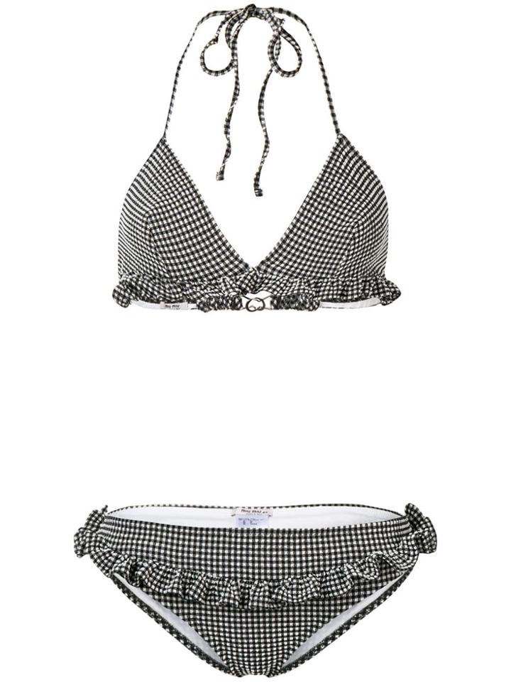 Miu Miu Check Print Bikini Set - Black
