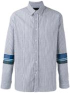 Plac - Striped Panel Shirt - Men - Cotton - S, Blue, Cotton