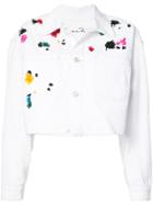 Oscar De La Renta Embroidered Cropped Jacket - White