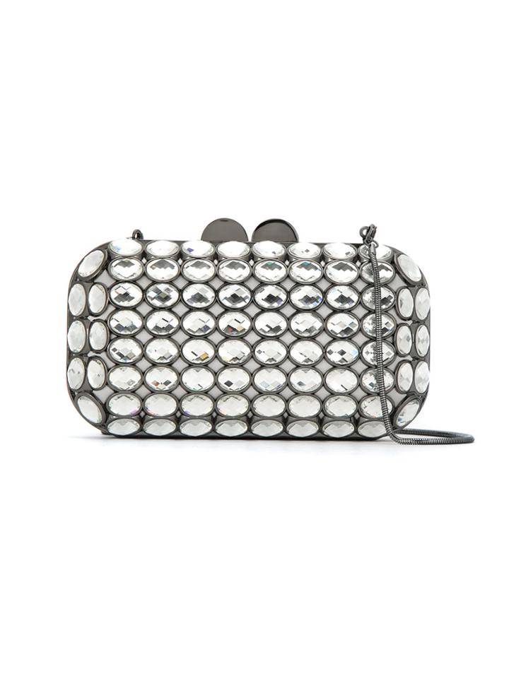 Isla Maxi Crystal Clutch Bag - Grey