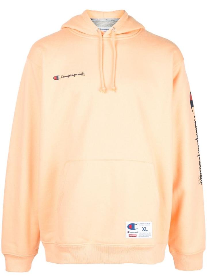 Supreme Logo Print Hoodie - Orange